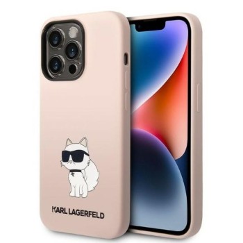 Husa pentru iPhone 14 Pro Max - Karl Lagerfeld Silicone (KLHCP14XSNCHBCP) - Pink Choupette