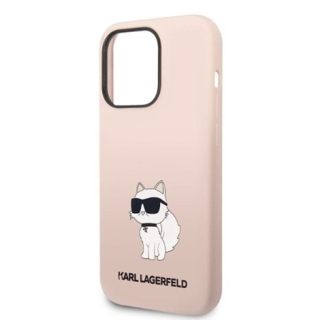 Husa pentru iPhone 14 Pro Max - Karl Lagerfeld Silicone (KLHCP14XSNCHBCP) - Pink Choupette