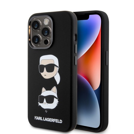 Husa pentru iPhone 15 Pro - Karl Lagerfeld Silicone (KLHCP15LSDHKCNK) - KarlandChoupette Head