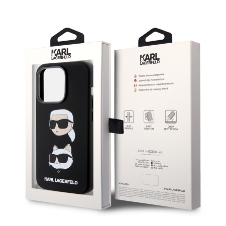 Husa pentru iPhone 15 Pro - Karl Lagerfeld Silicone (KLHCP15LSDHKCNK) - KarlandChoupette Head