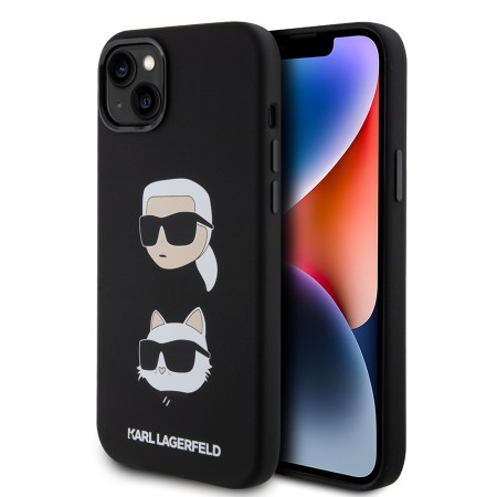 Husa pentru iPhone 15 Plus / iPhone 14 Plus - Karl Lagerfeld Silicone (KLHCP15MSDHKCNK) - KarlandChoupette Head