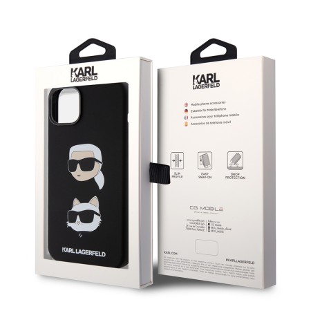 Husa pentru iPhone 15 Plus / iPhone 14 Plus - Karl Lagerfeld Silicone (KLHCP15MSDHKCNK) - KarlandChoupette Head