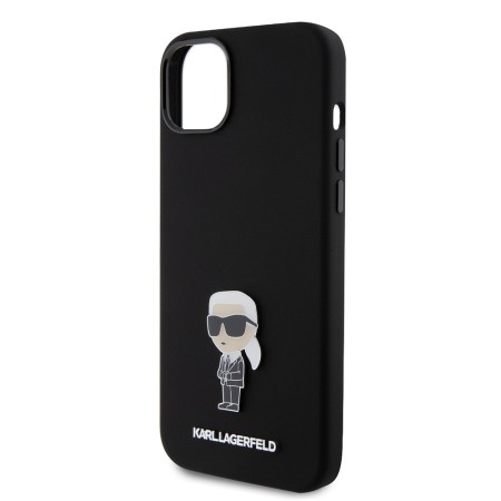 Husa pentru iPhone 15 Plus / iPhone 14 Plus - Karl Lagerfeld Silicone (KLHCP15MSMHKNPK) - Ikonik Metal Pin