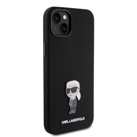 Husa pentru iPhone 15 Plus / iPhone 14 Plus - Karl Lagerfeld Silicone (KLHCP15MSMHKNPK) - Ikonik Metal Pin