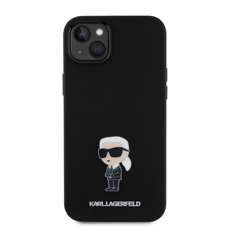 Husa pentru iPhone 15 Plus / iPhone 14 Plus - Karl Lagerfeld Silicone (KLHCP15MSMHKNPK) - Ikonik Metal Pin