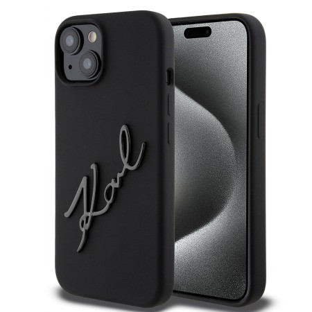 Husa pentru iPhone 15 / iPhone 14 / iPhone 13 - Karl Lagerfeld Silicone (KLHCP15SSKSBMCK) - Karl Script