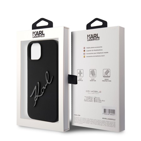 Husa pentru iPhone 15 / iPhone 14 / iPhone 13 - Karl Lagerfeld Silicone (KLHCP15SSKSBMCK) - Karl Script