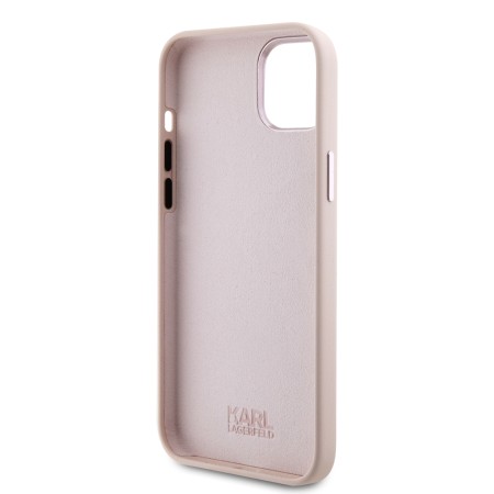 Husa pentru iPhone 15 / iPhone 14 / iPhone 13 - Karl Lagerfeld Silicone (KLHCP15SSMHCNPP) - Pink Choupette Metal Pin