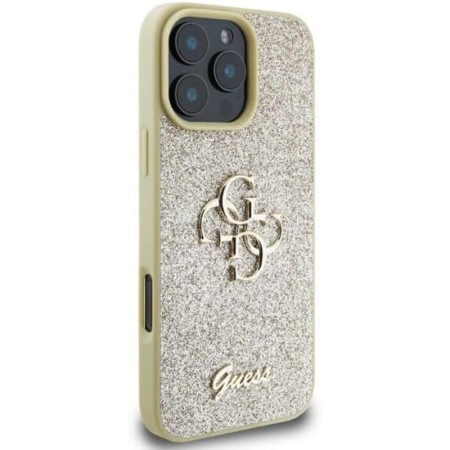 Husa pentru iPhone 16 Pro - Guess Glitter Fixed Big 4G (GUHCP16LHG4SGD) - Gold