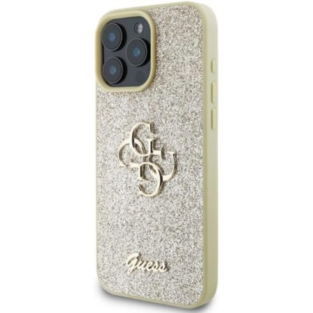 Husa pentru iPhone 16 Pro - Guess Glitter Fixed Big 4G (GUHCP16LHG4SGD) - Gold