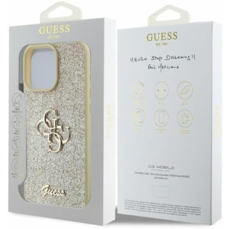 Husa pentru iPhone 16 Pro - Guess Glitter Fixed Big 4G (GUHCP16LHG4SGD) - Gold