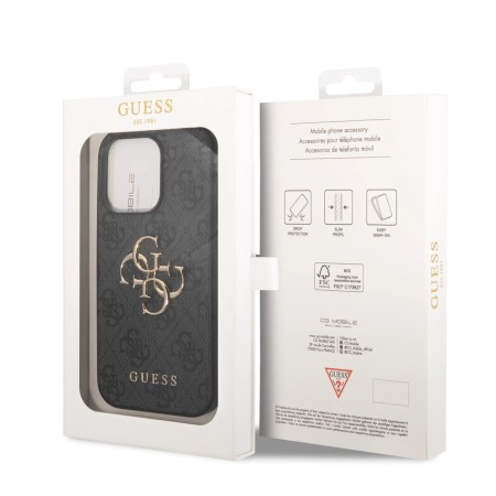 Husa pentru iPhone 15 Pro - Guess Hardcase 4G Big Metal Logo (GUHCP15L4GMGGR) - Grey