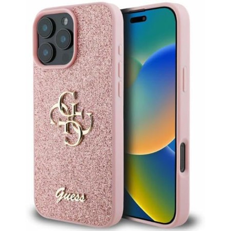 Husa pentru iPhone 16 Pro - Guess Glitter Fixed Big 4G (GUHCP16LHG4SGP) - Pink