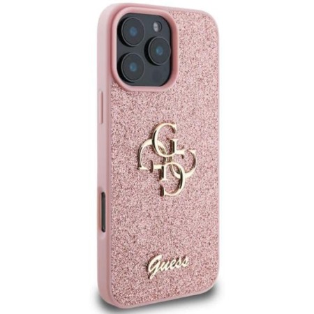 Husa pentru iPhone 16 Pro - Guess Glitter Fixed Big 4G (GUHCP16LHG4SGP) - Pink