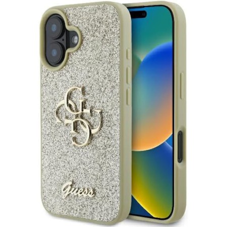 Husa pentru iPhone 16 Plus - Guess Glitter Fixed Big 4G (GUHCP16MHG4SGD) - Gold