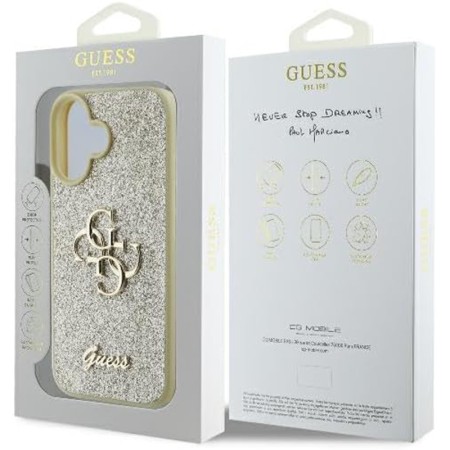 Husa pentru iPhone 16 Plus - Guess Glitter Fixed Big 4G (GUHCP16MHG4SGD) - Gold