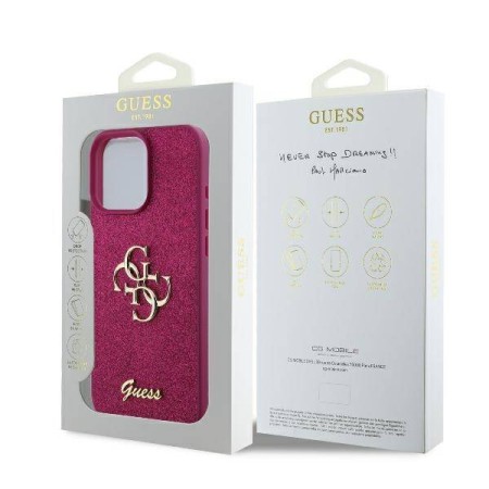 Husa pentru iPhone 16 Pro Max - Guess Glitter Fixed Big 4G (GUHCP16XHG4SGU) - Purple