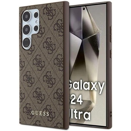 Husa pentru Samsung Galaxy S24 Ultra - Guess Hardcase 4G Metal Gold Logo (GUHCS24LG4GFBR) - Brown