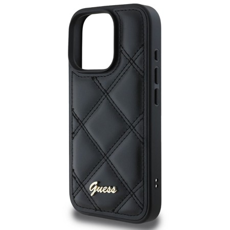 Husa pentru iPhone 16 Pro - Guess Quilted Metal Logo (GUHCP16LPSQSQSK) - Black