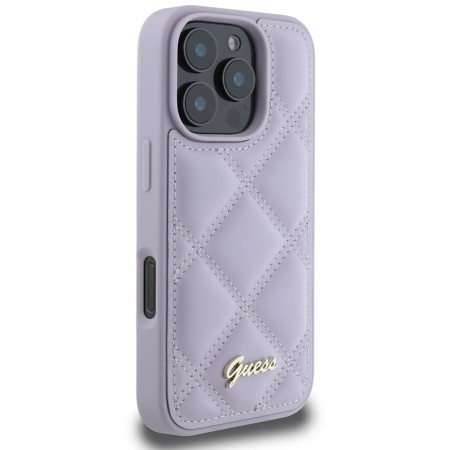 Husa pentru iPhone 16 Pro - Guess Quilted Metal Logo (GUHCP16LPSQSQSU) - Light Purple