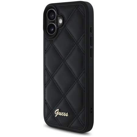 Husa pentru iPhone 16 Plus - Guess Quilted Metal Logo (GUHCP16MPSQSQSK) - Black