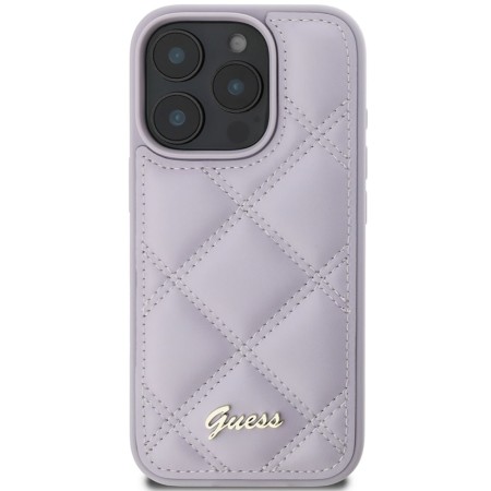 Husa pentru iPhone 16 Pro Max - Guess Quilted Metal Logo (GUHCP16XPSQSQSU) - Light Purple