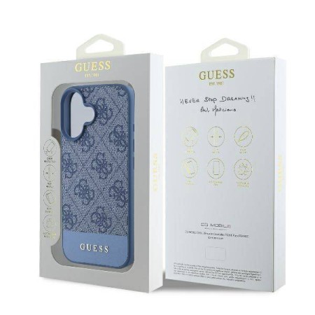 Husa pentru iPhone 16 - Guess Hardcase 4G Bottom Stripe (GUHCP16SG4GLBL) - Blue