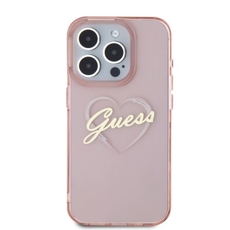 Husa pentru iPhone 16 Pro - Guess Hardcase IML Heart (GUHCP16LHCHGSPP) - Pink