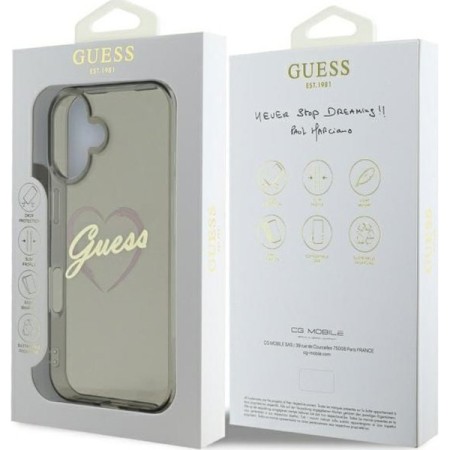 Husa pentru iPhone 16 Plus - Guess Hardcase IML Heart (GUHCP16MHCHGSPK) - Black