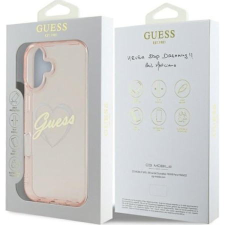 Husa pentru iPhone 16 Plus - Guess Hardcase IML Heart (GUHCP16MHCHGSPT) - Clear