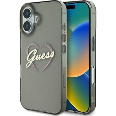 Husa pentru iPhone 16 - Guess Hardcase IML Heart (GUHCP16SHCHGSPK) - Black