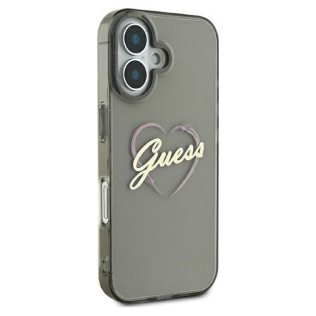 Husa pentru iPhone 16 - Guess Hardcase IML Heart (GUHCP16SHCHGSPK) - Black