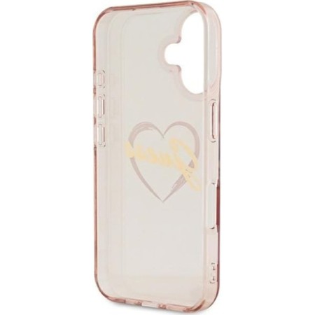 Husa pentru iPhone 16 - Guess Hardcase IML Heart (GUHCP16SHCHGSPP) - Pink