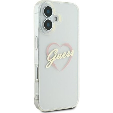 Husa pentru iPhone 16 - Guess Hardcase IML Heart (GUHCP16SHCHGSPT) - Clear