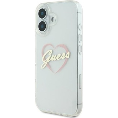 Husa pentru iPhone 16 - Guess Hardcase IML Heart (GUHCP16SHCHGSPT) - Clear