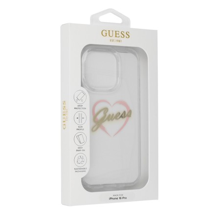 Husa pentru iPhone 16 Pro Max - Guess Hardcase IML Heart (GUHCP16XHCHGSPT) - Clear