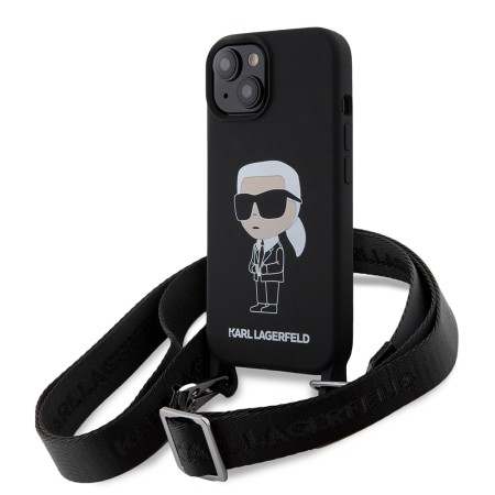 Husa pentru iPhone 15 / iPhone 14 / iPhone 13 - Karl Lagerfeld Silicone Crossbody (KLHCP15SSCBSKNK) - Ikonik