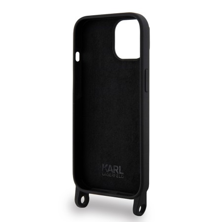 Husa pentru iPhone 15 / iPhone 14 / iPhone 13 - Karl Lagerfeld Silicone Crossbody (KLHCP15SSCBSKNK) - Ikonik