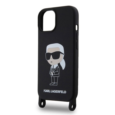 Husa pentru iPhone 15 / iPhone 14 / iPhone 13 - Karl Lagerfeld Silicone Crossbody (KLHCP15SSCBSKNK) - Ikonik