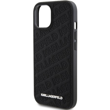 Husa pentru iPhone 15 Plus / iPhone 14 Plus - Karl Lagerfeld Diagonal Quilted K Pattern (KLHCP15MPQKPMK) - Black