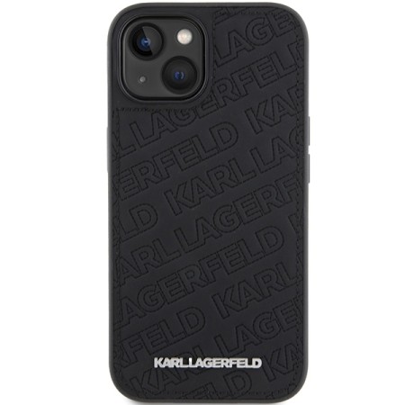 Husa pentru iPhone 15 Plus / iPhone 14 Plus - Karl Lagerfeld Diagonal Quilted K Pattern (KLHCP15MPQKPMK) - Black