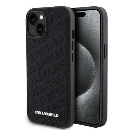 Husa pentru iPhone 15 / iPhone 14 / iPhone 13 - Karl Lagerfeld Diagonal Quilted K Pattern (KLHCP15SPQKPMK) - Black