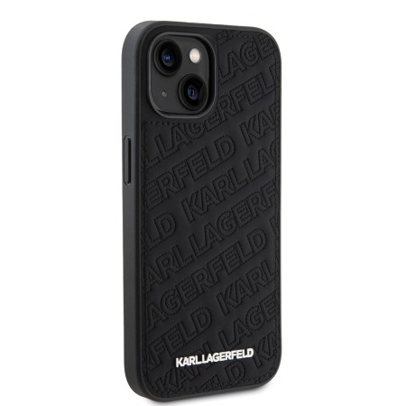 Husa pentru iPhone 15 / iPhone 14 / iPhone 13 - Karl Lagerfeld Diagonal Quilted K Pattern (KLHCP15SPQKPMK) - Black