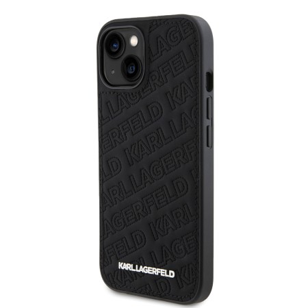 Husa pentru iPhone 15 / iPhone 14 / iPhone 13 - Karl Lagerfeld Diagonal Quilted K Pattern (KLHCP15SPQKPMK) - Black