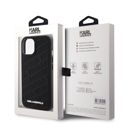 Husa pentru iPhone 15 / iPhone 14 / iPhone 13 - Karl Lagerfeld Diagonal Quilted K Pattern (KLHCP15SPQKPMK) - Black