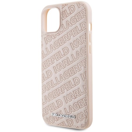 Husa pentru iPhone 15 / iPhone 14 / iPhone 13 - Karl Lagerfeld Diagonal Quilted K Pattern (KLHCP15SPQKPMP) - Pink