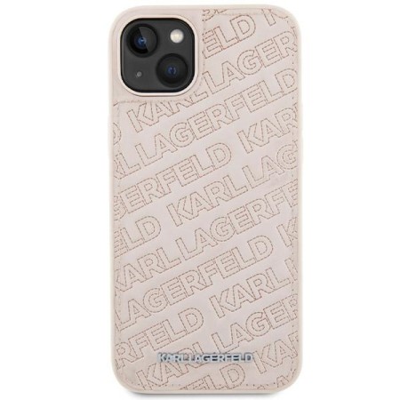 Husa pentru iPhone 15 / iPhone 14 / iPhone 13 - Karl Lagerfeld Diagonal Quilted K Pattern (KLHCP15SPQKPMP) - Pink