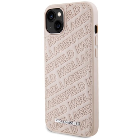 Husa pentru iPhone 15 / iPhone 14 / iPhone 13 - Karl Lagerfeld Diagonal Quilted K Pattern (KLHCP15SPQKPMP) - Pink