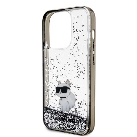 Husa pentru iPhone 14 Pro - Karl Lagerfeld Hardcase Liquid Glitter (KLHCP14LLKCNSK) - Choupette