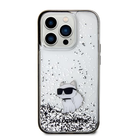 Husa pentru iPhone 14 Pro - Karl Lagerfeld Hardcase Liquid Glitter (KLHCP14LLKCNSK) - Choupette